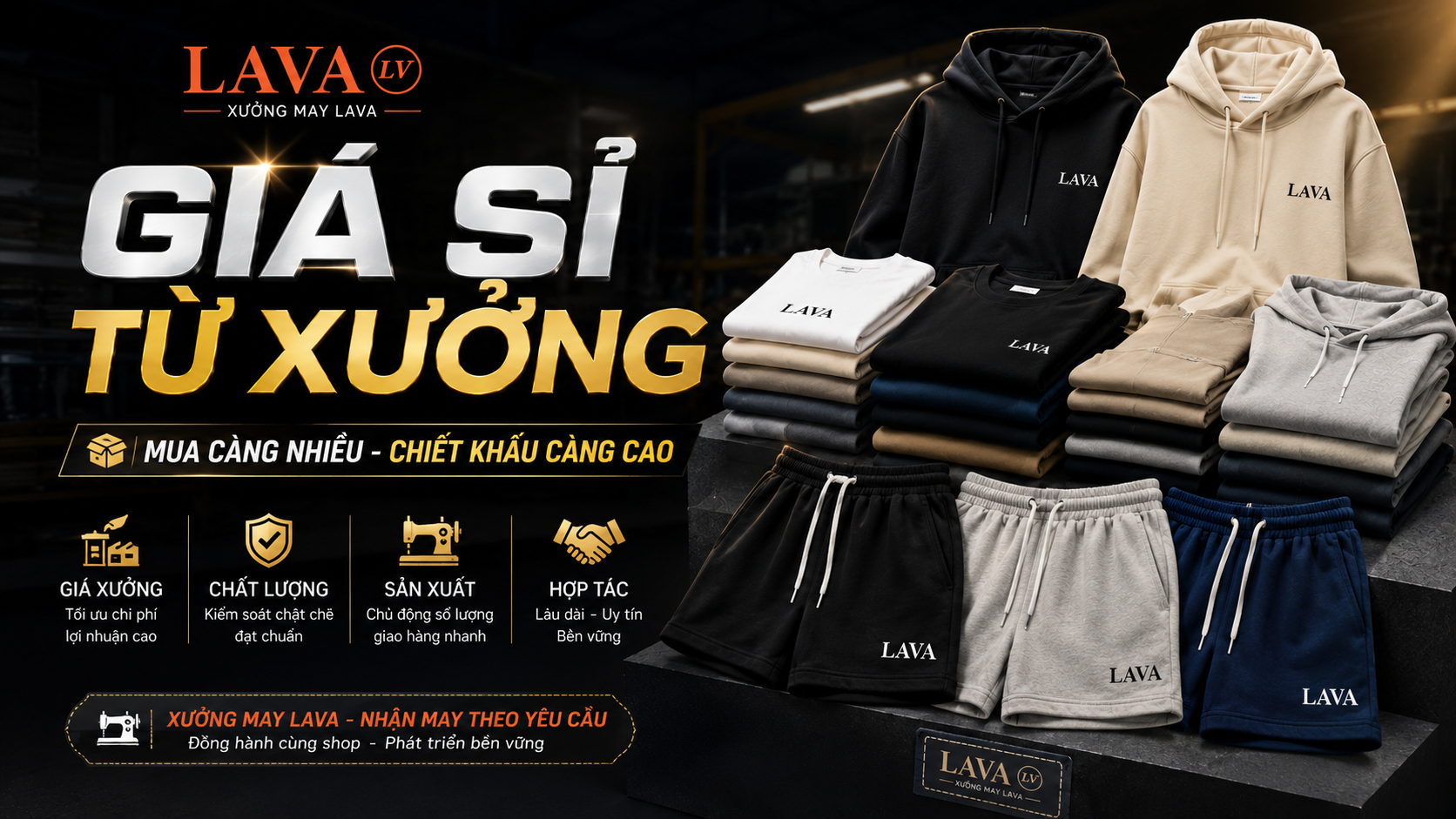 Xưởng may quần áo sỉ Lava shop: giải pháp sỉ số lượng ít giá tận gốc cho shop nhỏ