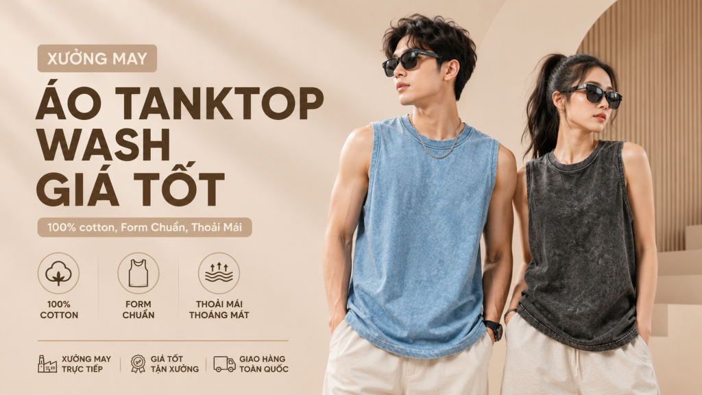 Nhập sỉ áo Tanktop Wash Cotton 100% tại xưởng may Lava. Nguồn hàng chất lượng cao, giá tận xưởng cho shop thời trang, Local Brand.