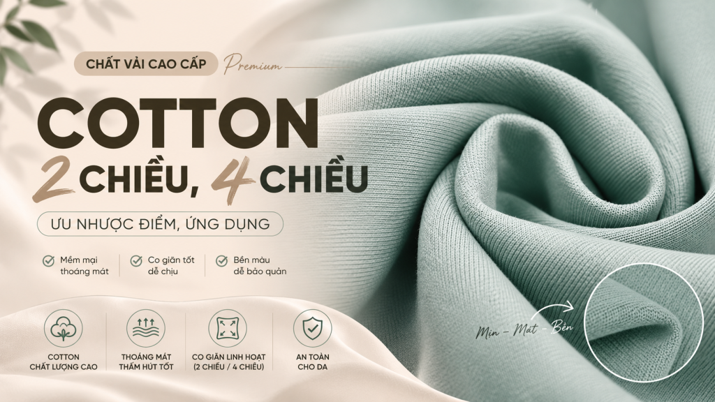 Cotton 2 chiều và Cotton 4 chiều khác nhau như thế nào? Tìm hiểu đặc điểm, ưu nhược điểm, ứng dụng và cách chọn chất liệu phù hợp cho từng dòng sản phẩm may mặc.