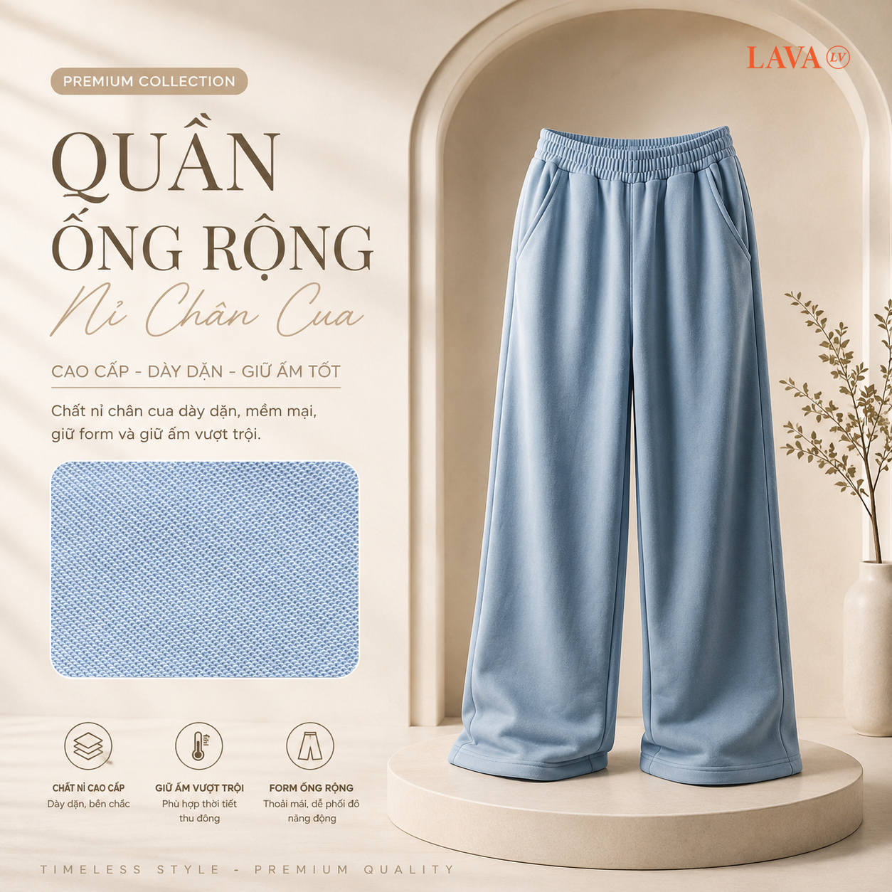 Tìm hiểu quần ống rộng là gì, các chất liệu phổ biến, cách chọn form chuẩn, kinh nghiệm nhập sỉ và đặt may tại xưởng. Phù hợp cho shop thời trang, Local Brand và doanh nghiệp.